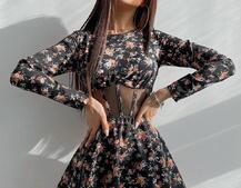 Приталенное платье с корсетной вставкой и  юбкой-солнцем   | PUSHKA SHOP