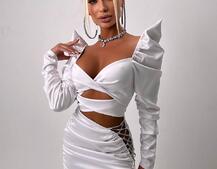 Сукня міні з драпіруванням, декорована стразами  | PUSHKA SHOP