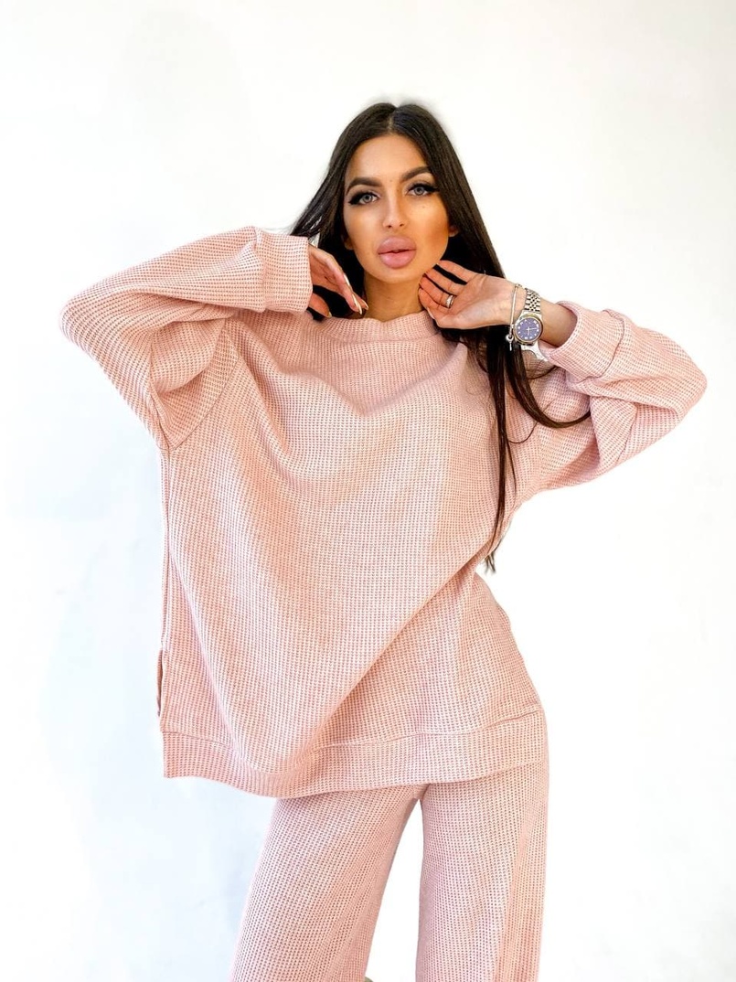 Вязанный костюм с расклешенными штанинами  | PUSHKA SHOP