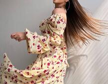 Сукня міді з квітковим принтом  | PUSHKA SHOP