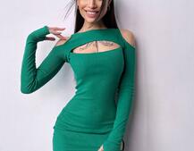 Трикотажне плаття по фігурі зі шнурівкою на ніжці | PUSHKA SHOP