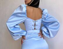 Атласний  комплект: корсет + спідниця декорована бахромою зі страз | PUSHKA SHOP