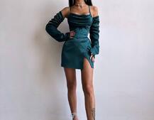 Комплект: корсет з рукавами    + спідниця міні з драпіруванням   | PUSHKA SHOP