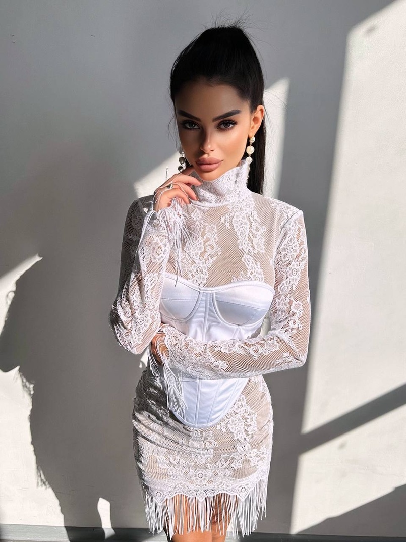 Комплект: мереживна сукня міні + корсет  | PUSHKA SHOP