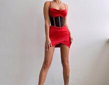 Комплект: корсет, декорований стразами + спідниця міні з драпіруванням   | PUSHKA SHOP