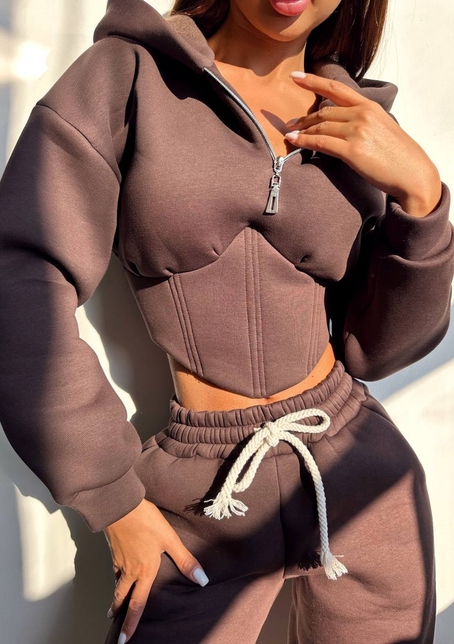 Комплект на флісі : худі з елементами корсету + штани  | PUSHKA SHOP