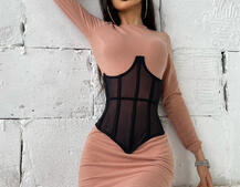 Трикотажное платье в комплекте с утягивающим корсетом Трикотажное платье в комплекте с утягивающим корсетом | PUSHKA SHOP