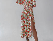 Цветочное платье миди с разрезом Цветочное платье миди с разрезом | PUSHKA SHOP