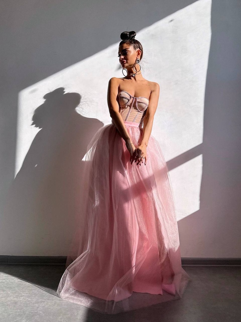 Комплект: корсет бюстьє декорований стразами + пишна спідниця максі  Ручна робота  | PUSHKA SHOP