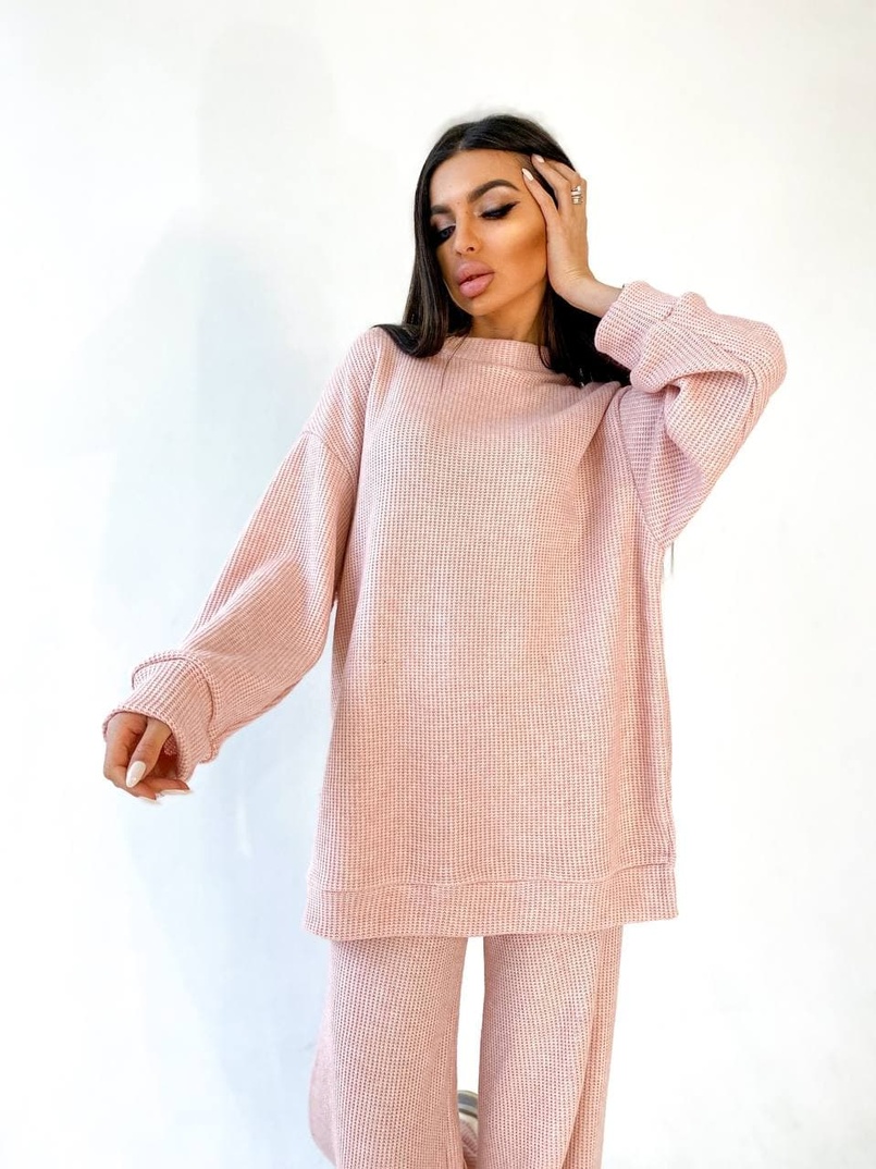 Вязанный костюм с расклешенными штанинами  | PUSHKA SHOP