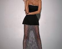 Комплект: сяюча спідниця + топ з баскою, декорований стразами Ручна робота | PUSHKA SHOP