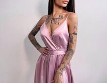 Платье макси с разрезом на юбке и запахом на груди Платье макси с разрезом на юбке и запахом на груди | PUSHKA SHOP