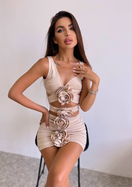 Комплект: топ та спідниця з трояндами    | PUSHKA SHOP