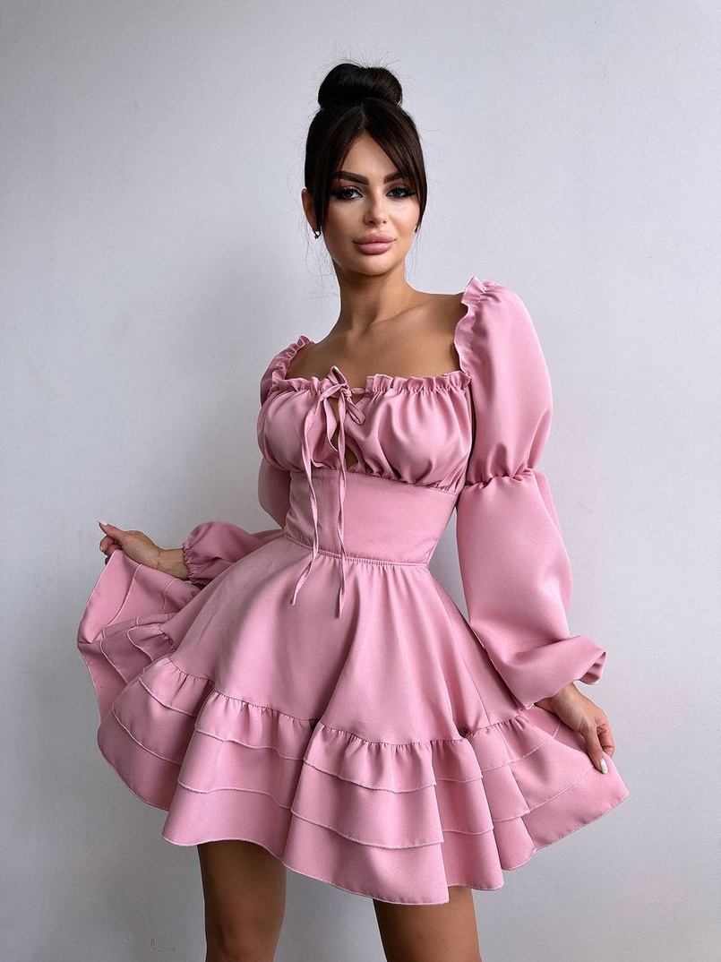 Сукня з воланами та шнурівкою  по спинці | PUSHKA SHOP