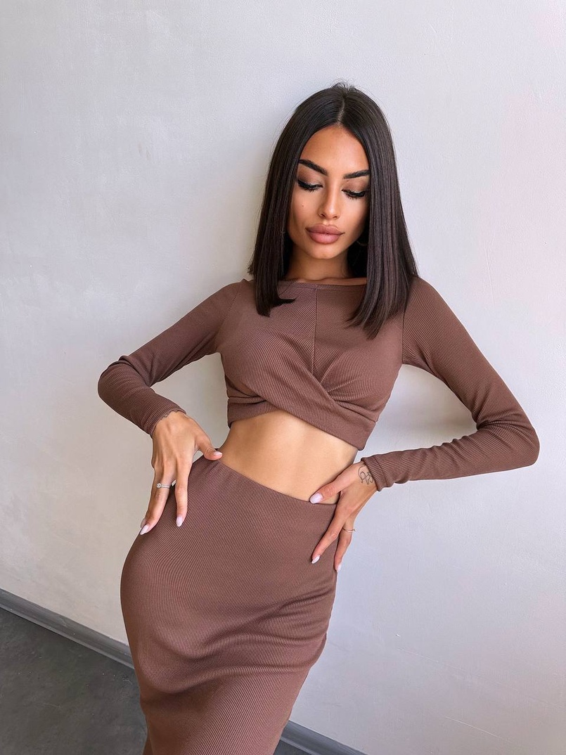 Комплект: топ + спідниця с розрізами  | PUSHKA SHOP