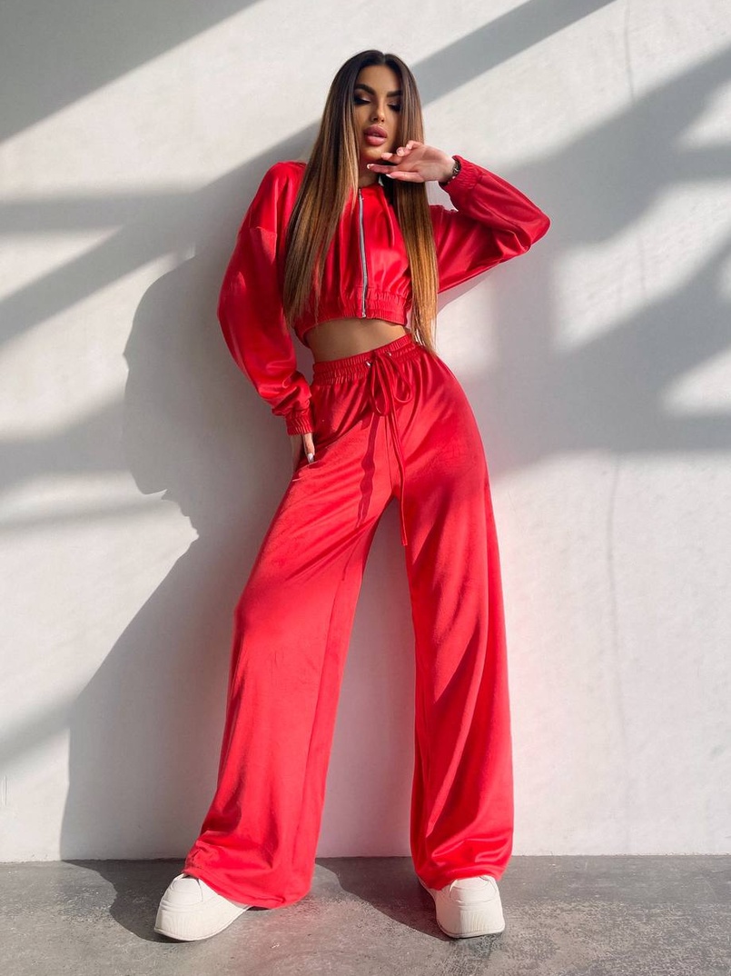 Велюровий комплект трійка: кофта + корсет на блискавці+ штани | PUSHKA SHOP