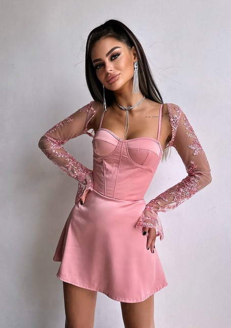 Атласна корсетна сукня-бюстьє + мереживне болеро | PUSHKA SHOP