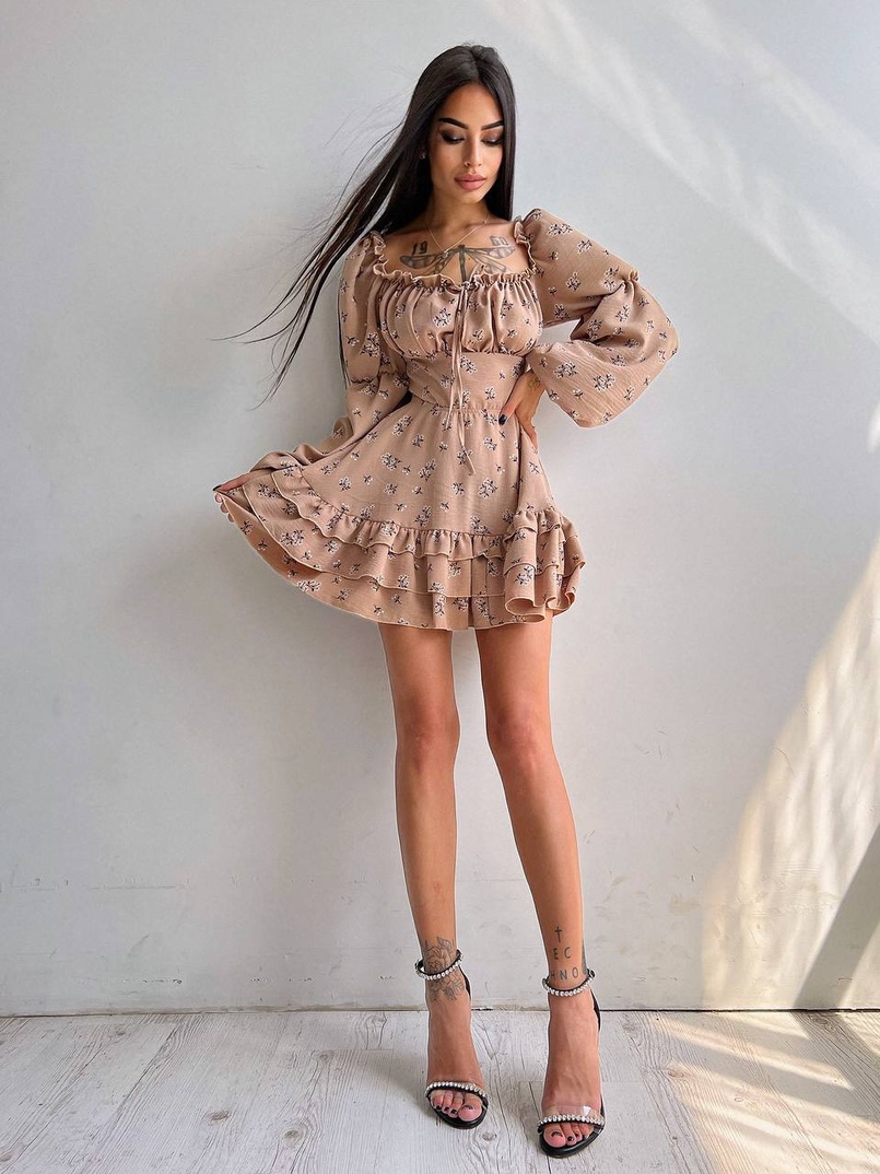 Квіткова сукня з воланами та шнуровкою по спинці Квіткова сукня з воланами та шнуровкою по спинці | PUSHKA SHOP