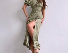 Квіткова сукня з воланами та шнуровкою на ніжці Квіткова сукня з воланами та шнуровкою на ніжці | PUSHKA SHOP