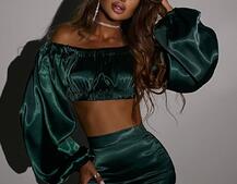 Атласний комплект, декорований стразами Ручна робота, прикраса пришита  | PUSHKA SHOP