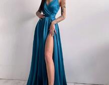 Платье макси с разрезом на юбке и запахом на груди   Платье макси с разрезом на юбке и запахом на груди   | PUSHKA SHOP