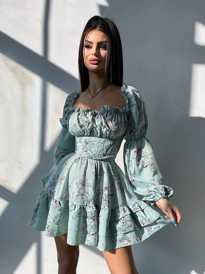 Квіткова сукня з воланами та шнуровкою по спинці | PUSHKA SHOP