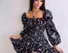 Квіткова сукня з воланами та шнуровкою по спинці | PUSHKA SHOP