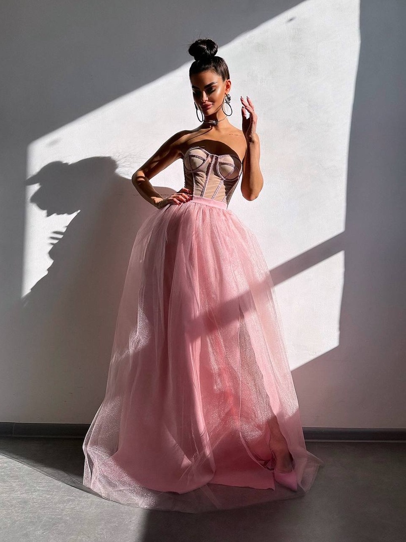 Комплект: корсет бюстьє декорований стразами + пишна спідниця максі  Ручна робота  | PUSHKA SHOP