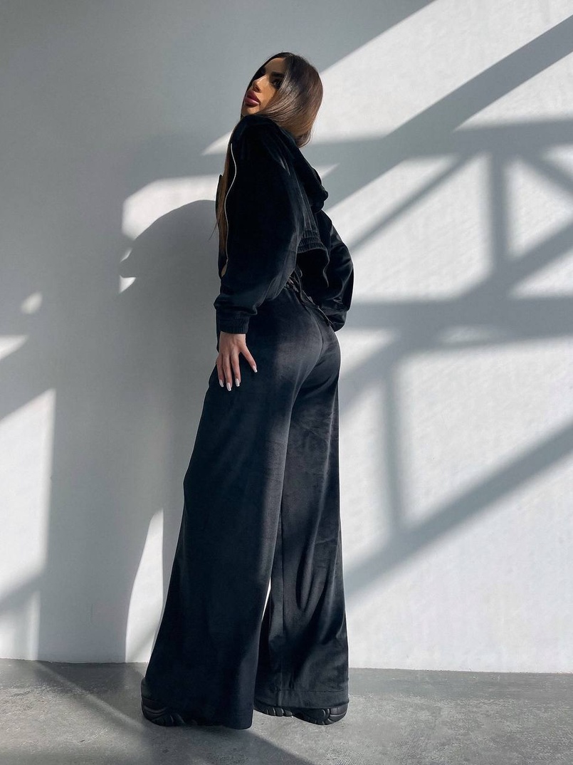 Велюровий комплект трійка: кофта + корсет на блискавці+ штани | PUSHKA SHOP