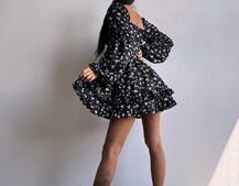 Сукня з квітковим принтом з воланами на ґудзиках  Сукня з квітковим принтом з воланами на ґудзиках  | PUSHKA SHOP