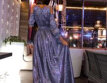 Сияющее макси платье с вырезами на плечах Сияющее макси платье с вырезами на плечах | PUSHKA SHOP