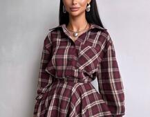 Комплект: сорочка + спідниця у клітинку  | PUSHKA SHOP