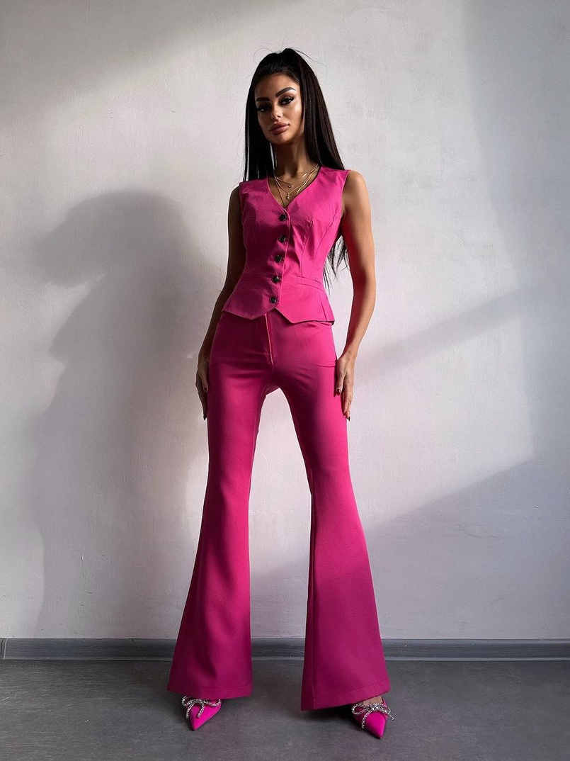 Костюм: піджак на підкладці, штани кльош+ жилет  | PUSHKA SHOP