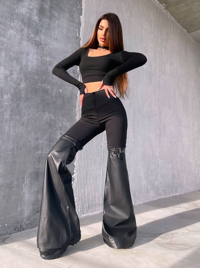 Штани-кльош  з металевими застібками   | PUSHKA SHOP