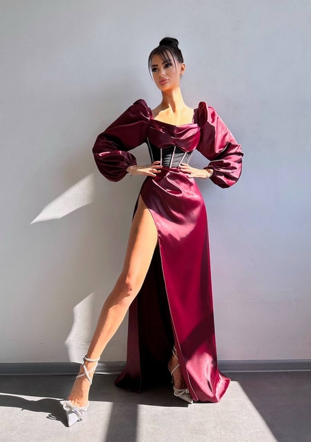 Комплект: корсет, декорований стразами   + спідниця максі з драпіруванням  | PUSHKA SHOP