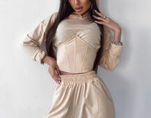 Костюм: укорочённое худи с корсетом+ джоггеры  Костюм: укорочённое худи с корсетом+ джоггеры  | PUSHKA SHOP