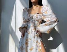 Сукня міді з квітковим принтом  | PUSHKA SHOP