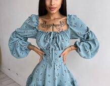 Квіткова сукня з воланами та шнуровкою по спинці Квіткова сукня з воланами та шнуровкою по спинці | PUSHKA SHOP