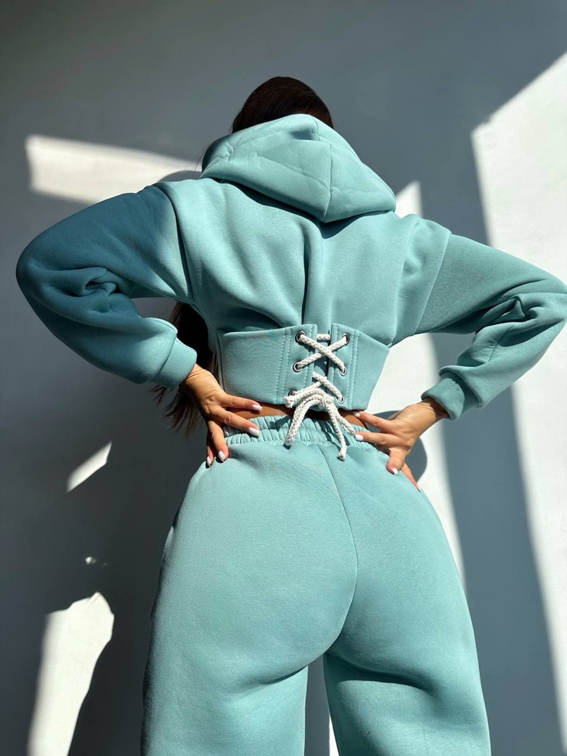 Комплект на флісі : худі з елементами корсету + штани  Комплект на флісі : худі з елементами корсету + штани  | PUSHKA SHOP