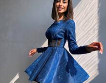 Приталена блискуча сукня з корсетною вставкою та пишною спідницею-сонцем | PUSHKA SHOP