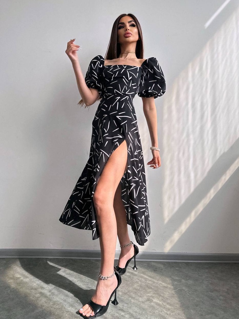 Сукня -міді зі шнурівкою на спинці та розрізом на ніжці | PUSHKA SHOP