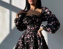 Квіткова сукня з воланами та шнуровкою по спинці Квіткова сукня з воланами та шнуровкою по спинці | PUSHKA SHOP