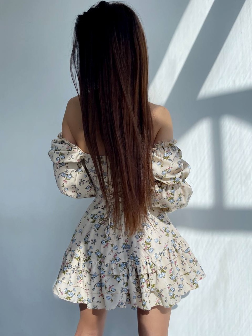 Сукня з квітковим принтом з воланами на ґудзиках Сукня з квітковим принтом з воланами на ґудзиках | PUSHKA SHOP