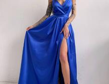 Платье макси с разрезом на юбке и запахом на груди   Платье макси с разрезом на юбке и запахом на груди   | PUSHKA SHOP