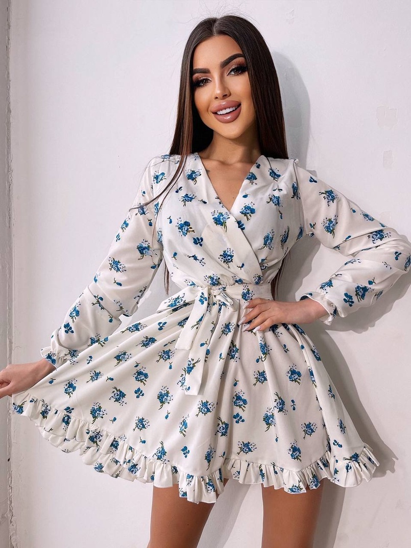 Сукня в квітковий принт з воланами Сукня в квітковий принт з воланами | PUSHKA SHOP