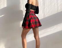 Комплект: трикотажный топ с чашечками push up + юбка в складку   | PUSHKA SHOP