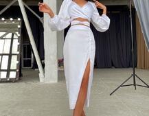 Шелковый костюм с завязками на талии Шелковый костюм с завязками на талии | PUSHKA SHOP