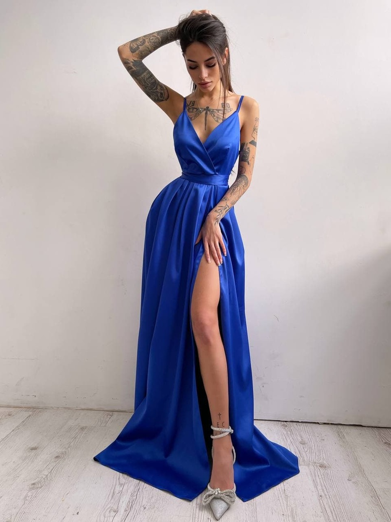 Платье макси с разрезом на юбке и запахом на груди   Платье макси с разрезом на юбке и запахом на груди   | PUSHKA SHOP