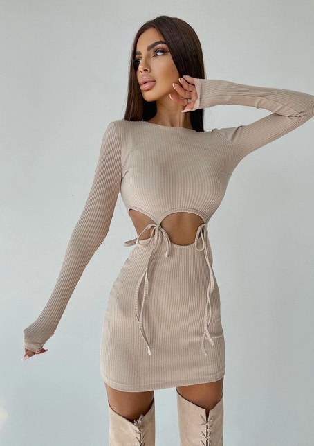 Трикотажное облегающее платье с завязками  | PUSHKA SHOP