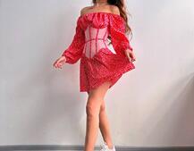 Сукня міні в квітковий принт + прозорий корсет  | PUSHKA SHOP